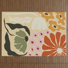 70s tropical fun flower Outdoor Rug