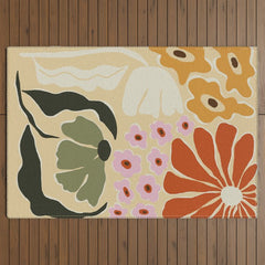 70s tropical fun flower Outdoor Rug