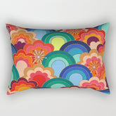 70s rainbow flowers sunset colors Rectangular Pillow