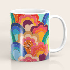 70s rainbow flowers sunset colors Coffee Mug