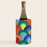 70s rainbow flowers sunset colors Wine Chiller