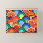 70s rainbow flowers sunset colors Mini Art Print