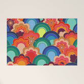 70s rainbow flowers sunset colors Welcome Mat