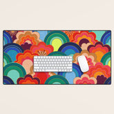70s rainbow flowers sunset colors Desk Mat
