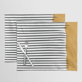 (White Background) Mid Century Modern Minimalist Rothko Inspired Color Field With Lines Geometric Style Placemat