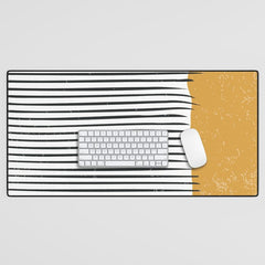 (White Background) Mid Century Modern Minimalist Rothko Inspired Color Field With Lines Geometric Style Desk Mat