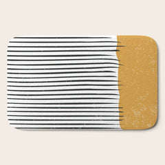(White Background) Mid Century Modern Minimalist Rothko Inspired Color Field With Lines Geometric Style Bath Mat