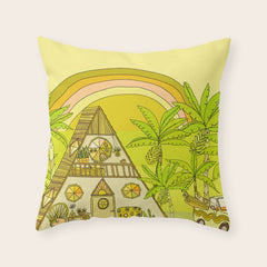 a frame simple living // banana pancakes // retro surf art by surfy birdy Throw Pillow