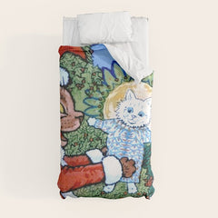 Christmas Gift' Louis Wain Vintage Cat Duvet Cover