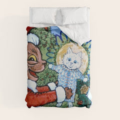Christmas Gift' Louis Wain Vintage Cat Duvet Cover