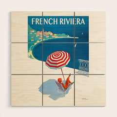 1954 FRENCH RIVIERA Travel Poster Wood Wall Art