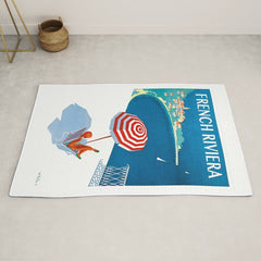 1954 FRENCH RIVIERA Travel Poster Rug