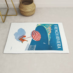 1954 FRENCH RIVIERA Travel Poster Rug