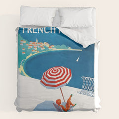 1954 FRENCH RIVIERA Travel Poster Duvet Cover