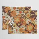 70's Floral Prints, Retro Art Placemat