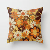 70's Floral Prints, Retro Art Throw Pillow