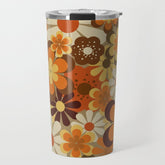 70's Floral Prints, Retro Art Travel Mug