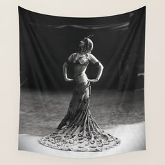 1920 Spanish Flamenco dancer vintage starlet Ruth St Denis black and white photograph Wall Tapestry