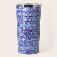18th Century Isfahan Persian Rug Pattern in Blue Travel Mug