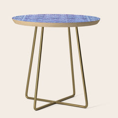 18th Century Isfahan Persian Rug Pattern in Blue Side Table