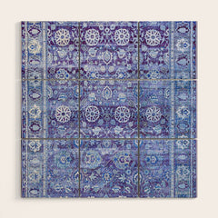 18th Century Isfahan Persian Rug Pattern in Blue Wood Wall Art