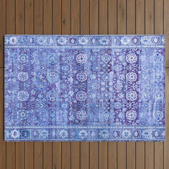18th Century Isfahan Persian Rug Pattern in Blue Outdoor Rug
