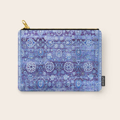 18th Century Isfahan Persian Rug Pattern in Blue Carry All Pouch