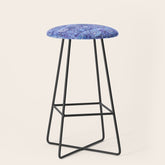18th Century Isfahan Persian Rug Pattern in Blue Stool