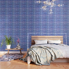 18th Century Isfahan Persian Rug Pattern in Blue Wallpaper