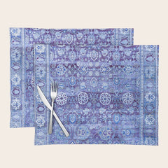 18th Century Isfahan Persian Rug Pattern in Blue Placemat