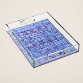 18th Century Isfahan Persian Rug Pattern in Blue Acrylic Tray