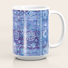 18th Century Isfahan Persian Rug Pattern in Blue Coffee Mug