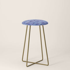 18th Century Isfahan Persian Rug Pattern in Blue Stool