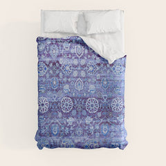 18th Century Isfahan Persian Rug Pattern in Blue Duvet Cover
