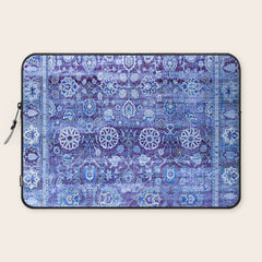18th Century Isfahan Persian Rug Pattern in Blue Laptop Sleeve