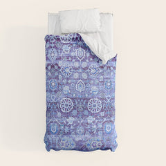 18th Century Isfahan Persian Rug Pattern in Blue Comforter