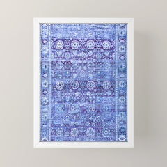 18th Century Isfahan Persian Rug Pattern in Blue Mini Art Print