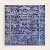 18th Century Isfahan Persian Rug Pattern in Blue Wood Wall Art