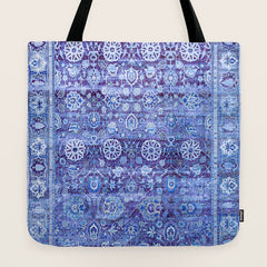 18th Century Isfahan Persian Rug Pattern in Blue Tote Bag