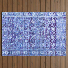 18th Century Isfahan Persian Rug Pattern in Blue Outdoor Rug