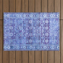 18th Century Isfahan Persian Rug Pattern in Blue Outdoor Rug