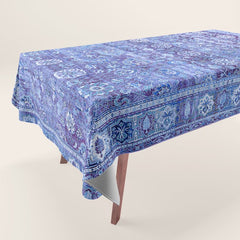 18th Century Isfahan Persian Rug Pattern in Blue Tablecloth