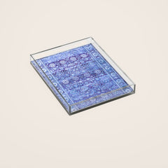 18th Century Isfahan Persian Rug Pattern in Blue Acrylic Tray
