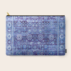 18th Century Isfahan Persian Rug Pattern in Blue Carry All Pouch