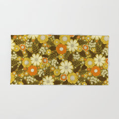 1970s Retro/Vintage Floral Pattern Bath Towel