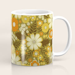 1970s Retro/Vintage Floral Pattern Coffee Mug