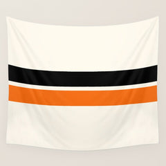 2 Stripes Black Orange Wall Tapestry