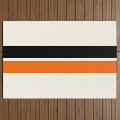 2 Stripes Black Orange Outdoor Rug