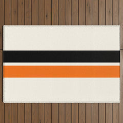 2 Stripes Black Orange Outdoor Rug