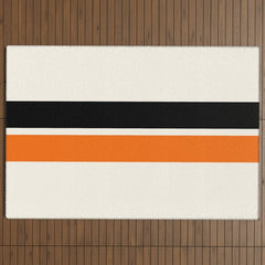 2 Stripes Black Orange Outdoor Rug
